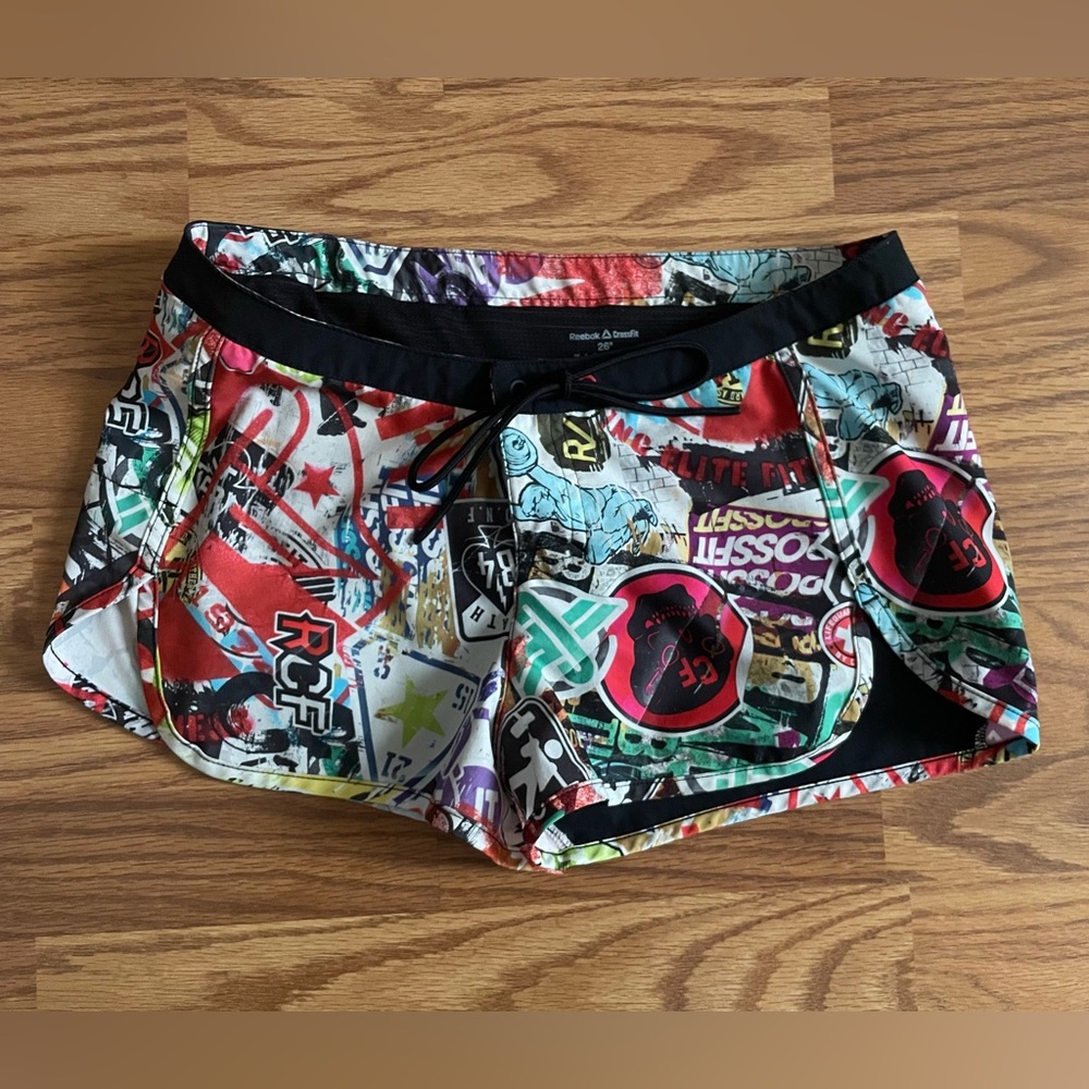 Colorful Graphic REEBOK CrossFit Shorts Size 26”